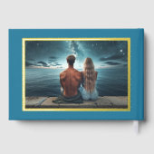 水彩ビーチ結婚式カスタムフォト実在ホイル ゲストブック (裏面)