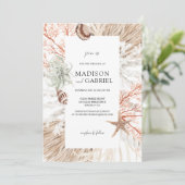 水彩ビーチ結婚式シーシェルズコーラルパンパス 招待状 (スタンド正面)