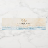 水彩ビーチ結婚式水瓶ラベル ペットボトルラベル (シングルラベル)