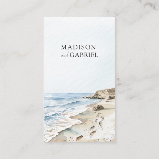 水彩ビーチ結婚式 エンクロージャーカード (裏面)
