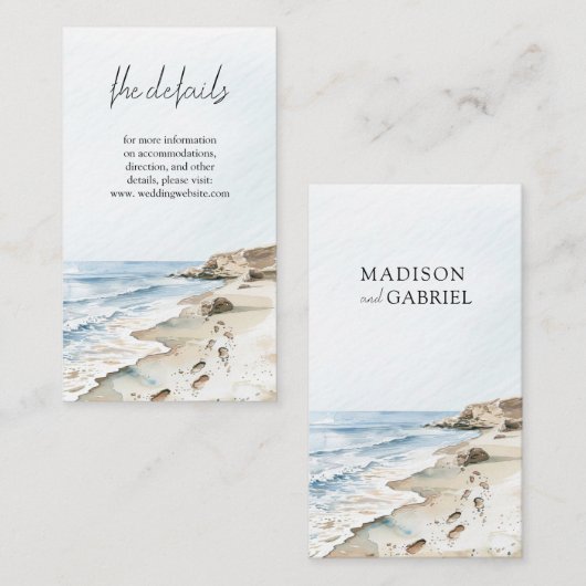 水彩ビーチ結婚式 エンクロージャーカード (正面/裏面)
