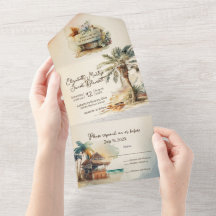 水彩ビーチ結婚式