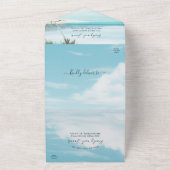 水彩ビーチ結婚式(写真付) オールインワン招待状 (外側)