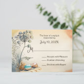 水彩ビーチ結婚式 出欠カード (スタンド正面)