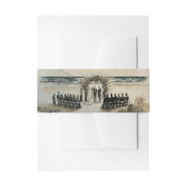 水彩ビーチ結婚式 招待状ベリーバンド