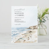 水彩ビーチ結婚式 招待状 (スタンド正面)