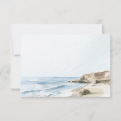 水彩ビーチ結婚式RSVP 招待状 (裏面)