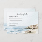 水彩ビーチ結婚式RSVP 招待状 (正面/裏面)