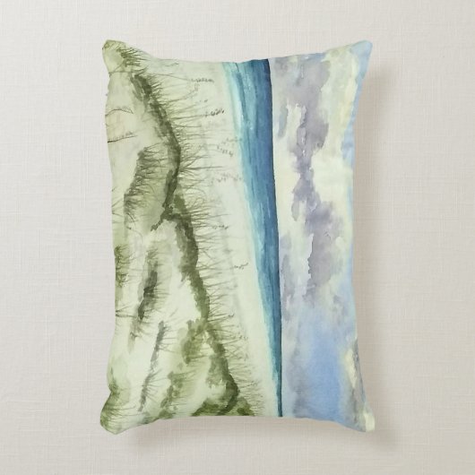 水彩ビーチ絵画のアクセント枕 アクセントクッション (正面(垂直))