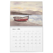 水彩ビーチ絵画壁暦 カレンダー (3月 2026)