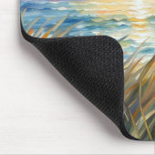 水彩ビーチ草とサンライズ マウスパッド (コーナー)