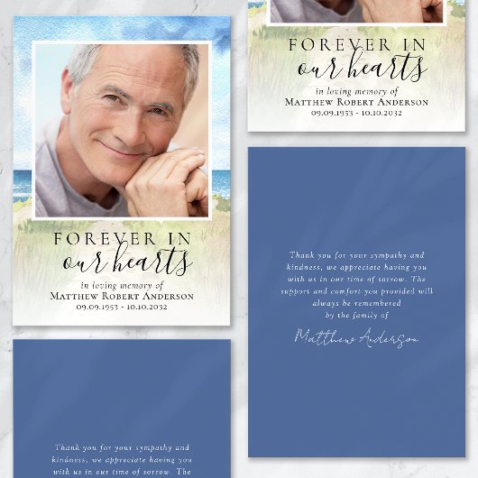 水彩ビーチ葬式悔やみや弔慰サンキュー カード