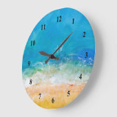 水彩ビーチ表示 ラージ壁時計 (傾斜)