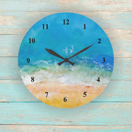 水彩ビーチ表示 ラージ壁時計