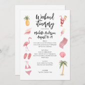 水彩ビーチ誕生日週末の日程 招待状 (正面/裏面)