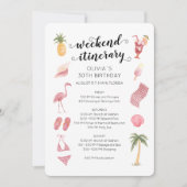 水彩ビーチ誕生日週末の日程 招待状 (正面)