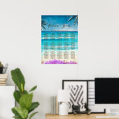 水彩ビーチ青海結婚の座席表 ポスター (ホームオフィス)