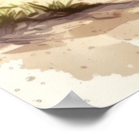 水彩ビーチ風景 ポスター (角)