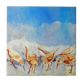 水彩ビーチ鳥 タイル (正面)