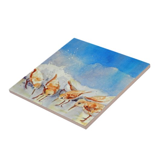 水彩ビーチ鳥 タイル (側面)