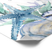 水彩ビーチ15テーブル結婚の座席表 ポスター (角)