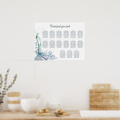 水彩ビーチ15テーブル結婚の座席表 ポスター (キッチン)