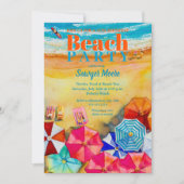 水彩ビーチ16thバースデーパーティー 招待状 (正面)