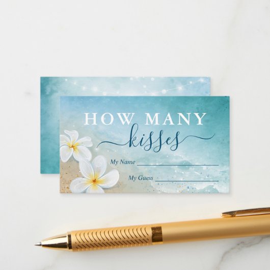 水彩ビーチ　キスの数　ウェディングゲーム エンクロージャーカード (正面/裏面インサイチュ)