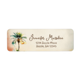 水彩ビーチ ラベル