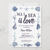 水彩ビーチ　愛だけが見える　ブライズシャワー 招待状 (正面)