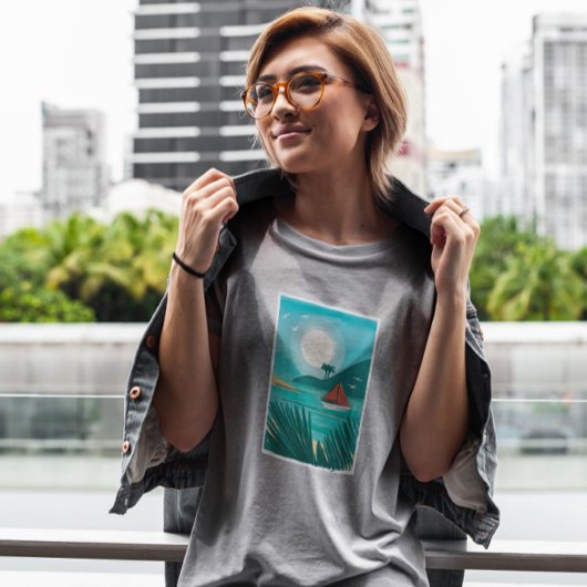 水彩ビーチ Tシャツ