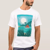 水彩ビーチ Tシャツ (正面)