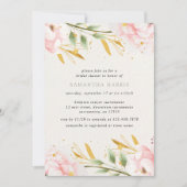 水彩ピエレガントンク及び金ゴールドブライダルシャワー 招待状 (正面)