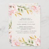 水彩ピエレガントンク及び金ゴールドブライダルシャワー 招待状 (正面/裏面)