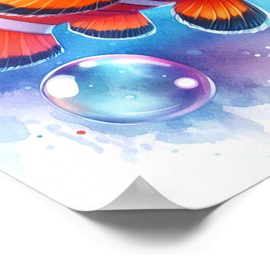 水彩ピエロ魚 ポスター (角)