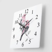 水彩ピカラフルンクと黒鳥 スクエア壁時計 (傾斜)
