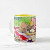 水彩ピクニック日 ツートーンマグカップ (正面左)