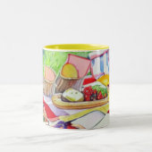 水彩ピクニック日 ツートーンマグカップ (中央)