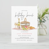水彩ピクニック |かわいいカジュアル誕生日ブランチ 招待状 (スタンド正面)