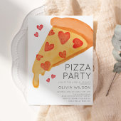 水彩ピザカジュアルブライダルシャワー 招待状