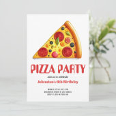 水彩ピザスライスパーティー誕生日パーティー 招待状 (スタンド正面)