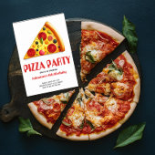 水彩ピザスライスパーティー誕生日パーティー 招待状