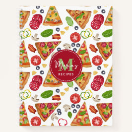 水彩ピザスライス模様イタリアンレシピ ノートブック
