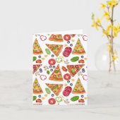 水彩ピザスライス模様 カード (黄色い花)