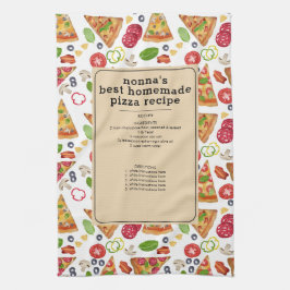 水彩ピザスライスNonnaおばあちゃんレシピ キッチンタオル
