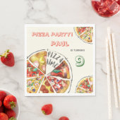 水彩ピザパーティー誕生日 スタンダードランチョンナプキン (インサイチュ)