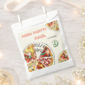 水彩ピザパーティー誕生日 フェイバーバッグ (クリップ留めされた状態)