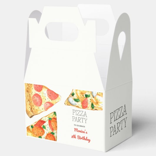 水彩ピザパーティー誕生日 フェイバーボックス (オープン)