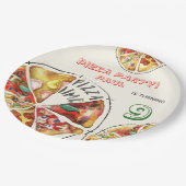 水彩ピザパーティー誕生日 ペーパープレート (アングル)