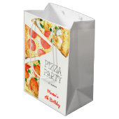 水彩ピザパーティー誕生日 ミディアムペーパーバッグ (裏面アングル)